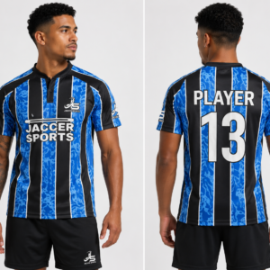 01 blue black striped soccer front back