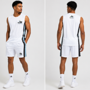 02 white sleeveless training set front back
