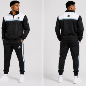 06 black white light blue tracksuit front back
