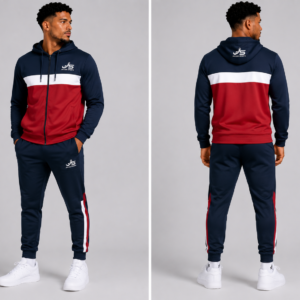 09 navy white red hooded tracksuit front back